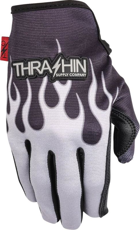 Handskar Thrashin Supply Flame Stealth Leather Palm grå