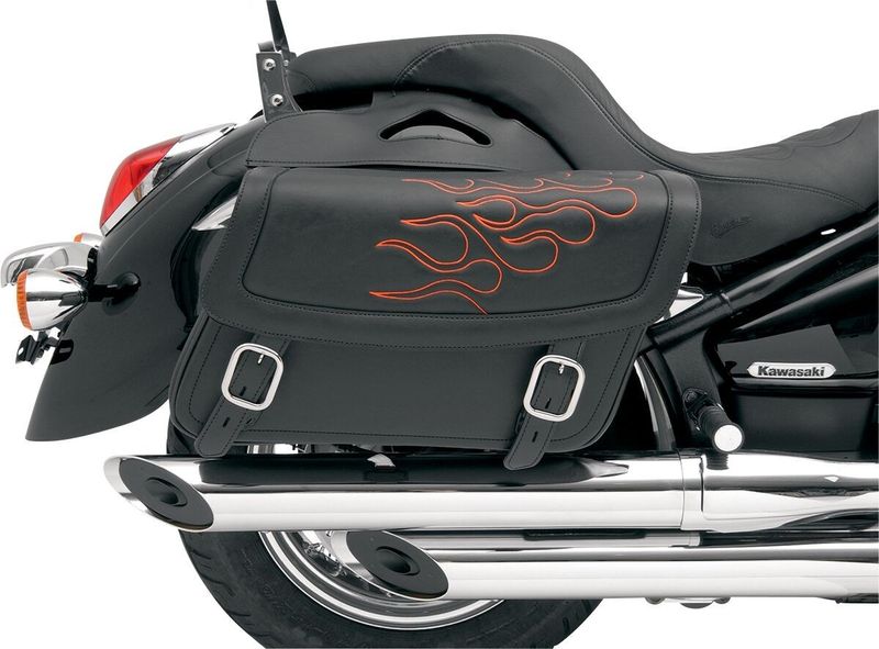 Sidoväskor Saddlemen Highwayman stl L flame syntet läder svart