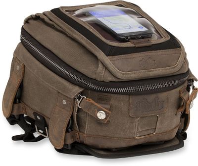 Tank-/bakväska Burly Voyager vaxad canvas mörk ek