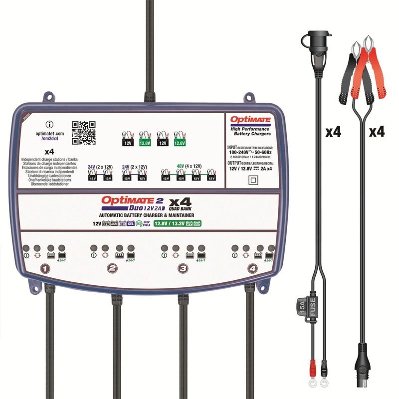 Batteriladdare Tecmate OptiMate 2 DUO 4 Bank