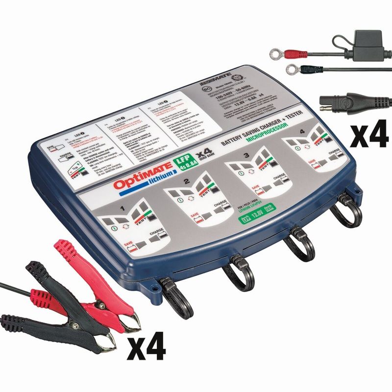 Batteriladdare Tecmate OptiMate Lithium LFP 4s 0.8A Quad Bank