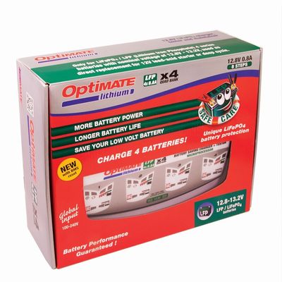 Batteriladdare Tecmate OptiMate Lithium LFP 4s 0.8A Quad Bank