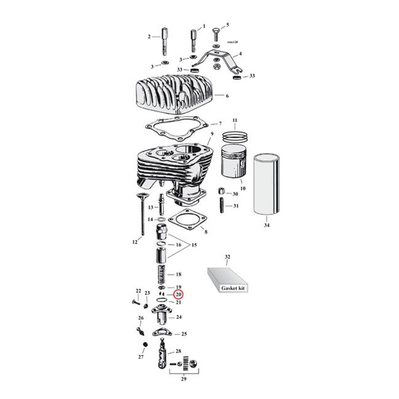 Ventil MCS XL Sportster 57-85 (4-pack)