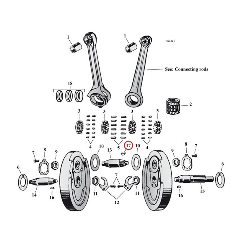 Woodruff keys, crankpin