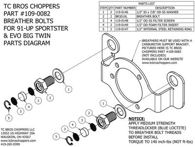 TC Bros Breather Bolts Black (1/2-13, 91-up XL, Evo)