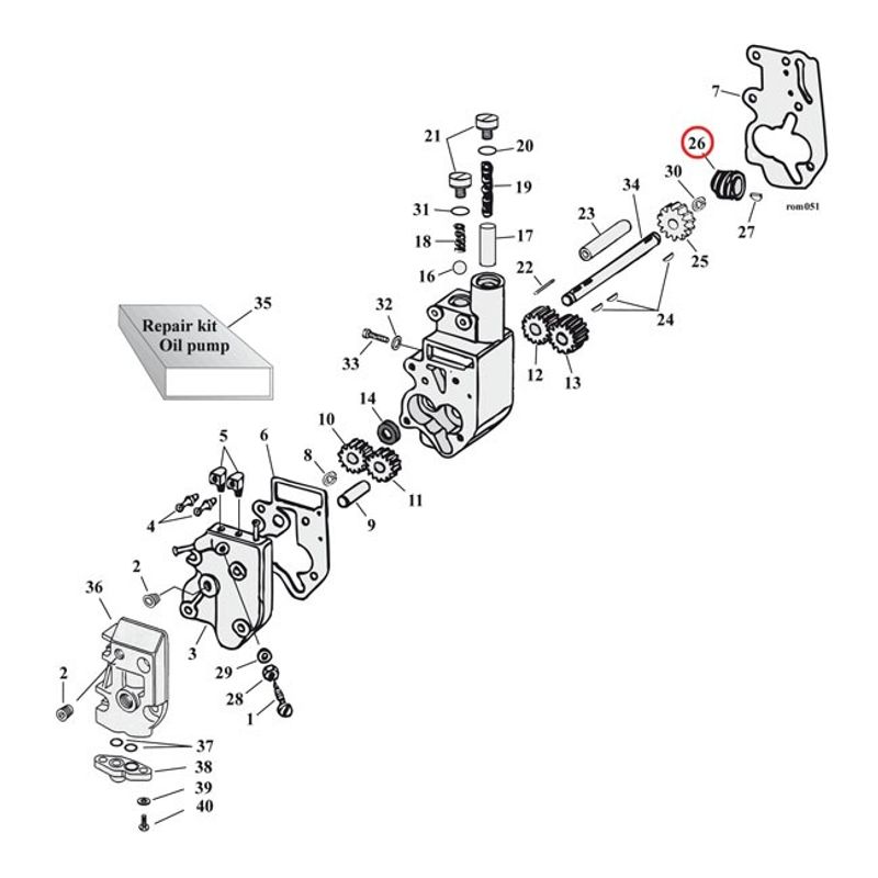 Drivdrev oljepump Jims 26349-84 6T Big Twin 73-89