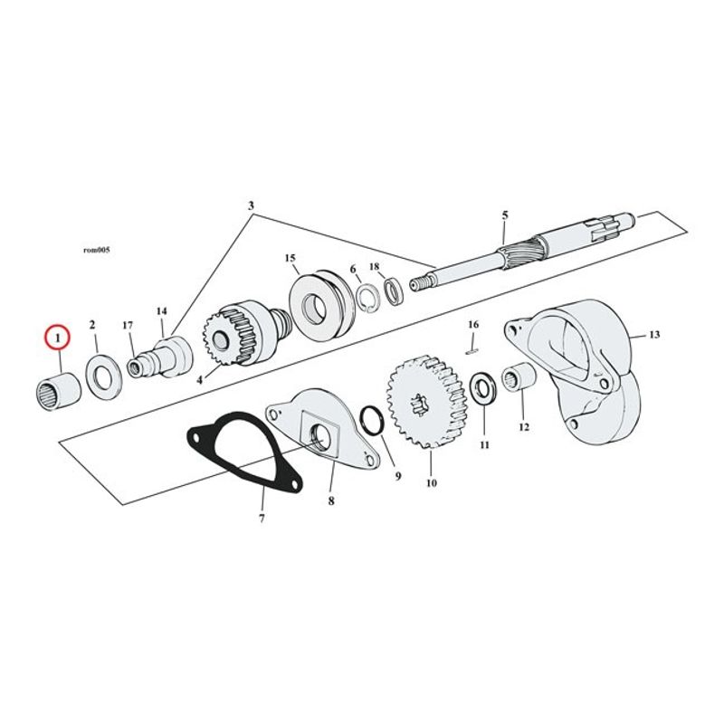 Nållager startmotoraxel Sonnax Koyo yttre Big Twin 65-88