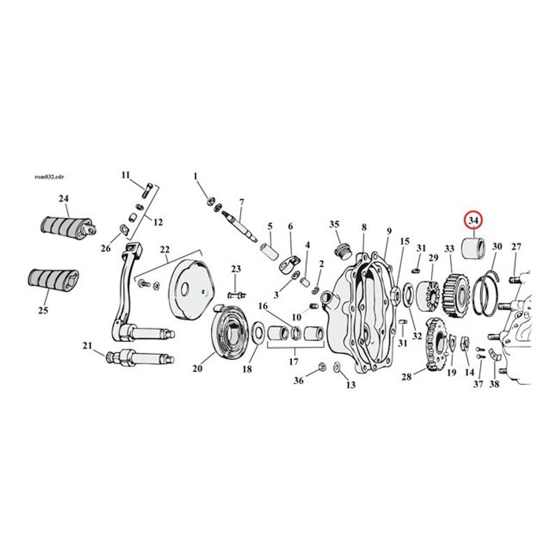Bussning kickstartdrev MCS .921" 4-växlad Big Twin med kickstart