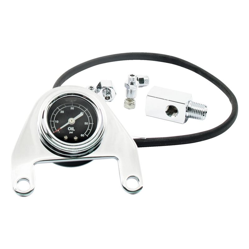 Oljetrycksmätare MCS 0 60 PSI krom Twin Cam Softail 00-17 m.fl.