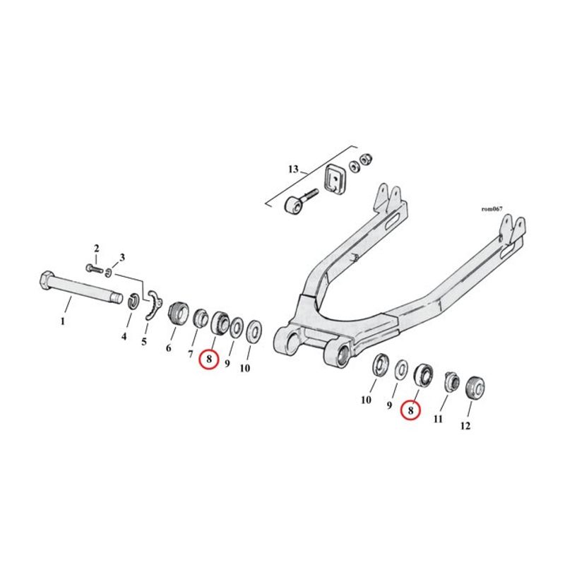 Lager svingarm MCS L74-81 XL Sportster