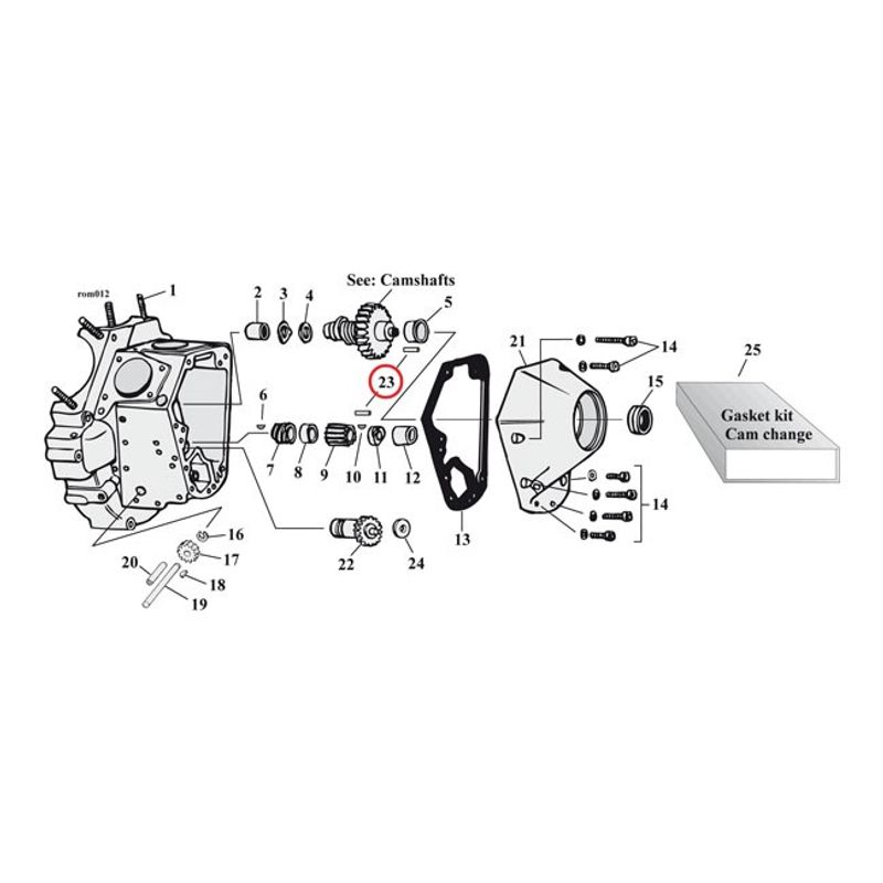 Styrstift bussning pinjong-/kamaxel MCS Pinion shaft bushing Big Twin m.fl. (25-pack)
