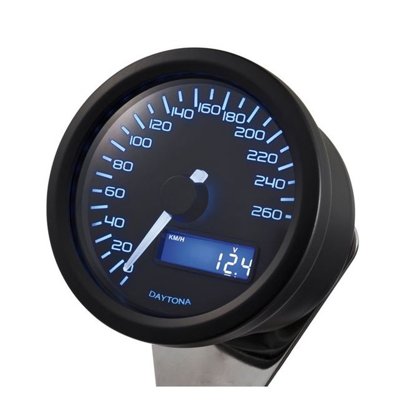 Hastighetsmätare Daytona Velona 260km 60mm svart