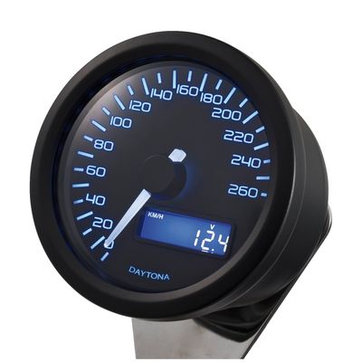 Hastighetsmätare Daytona Velona 260km 60mm svart