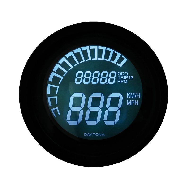 Hastighets- och varvmätare Daytona Velona digital 60 mm svart ECE