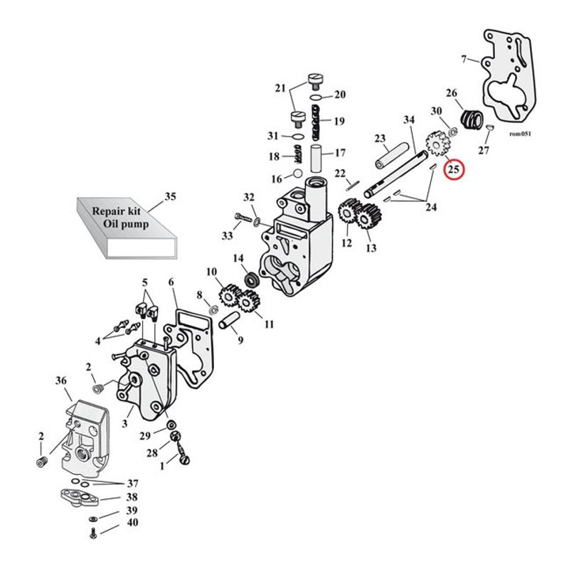 Drivet drev oljepump Jims 26345-73 24T Big Twin 73-99