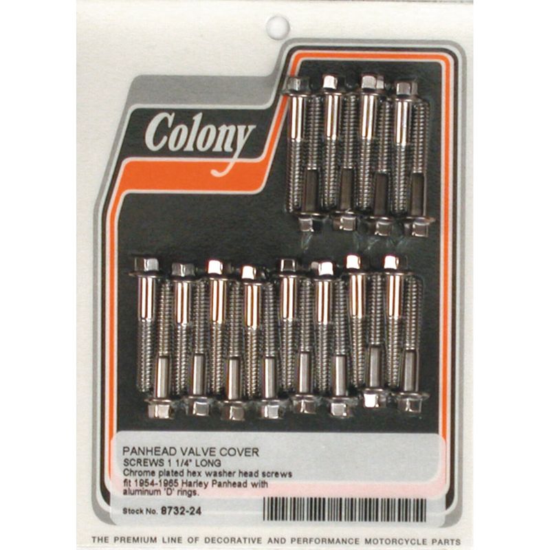 Skruvsats kåpa Colony Hex 1-1/4" krom lång Panhead 48-65