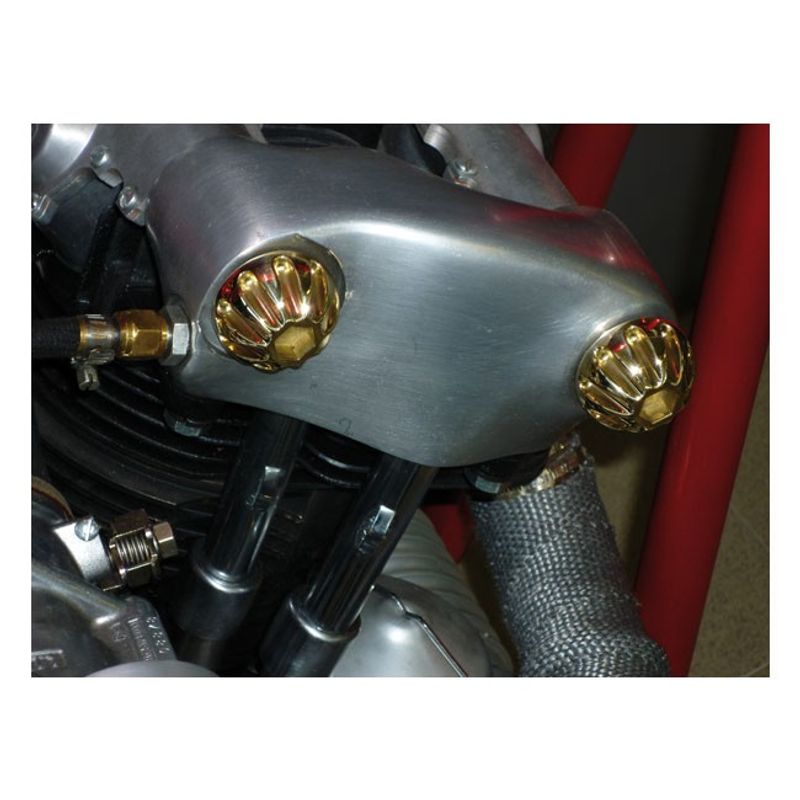 Muttrar Kustom Tech K-Tech Finned polerad mässing Knucklehead 36-47 (2-pack)