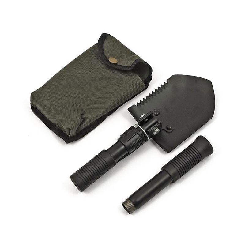Folding spade, with built-in axe
