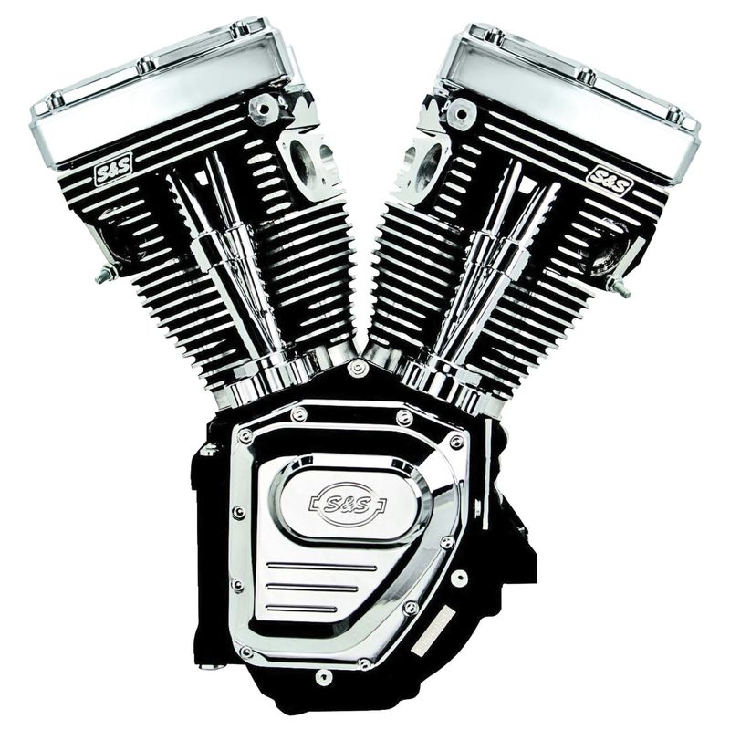 Motor S&S 124" Long-Block Twin Cam 4-1/8" borrning hög kompression svart/krom Dyna 99-05, Touring 99-06