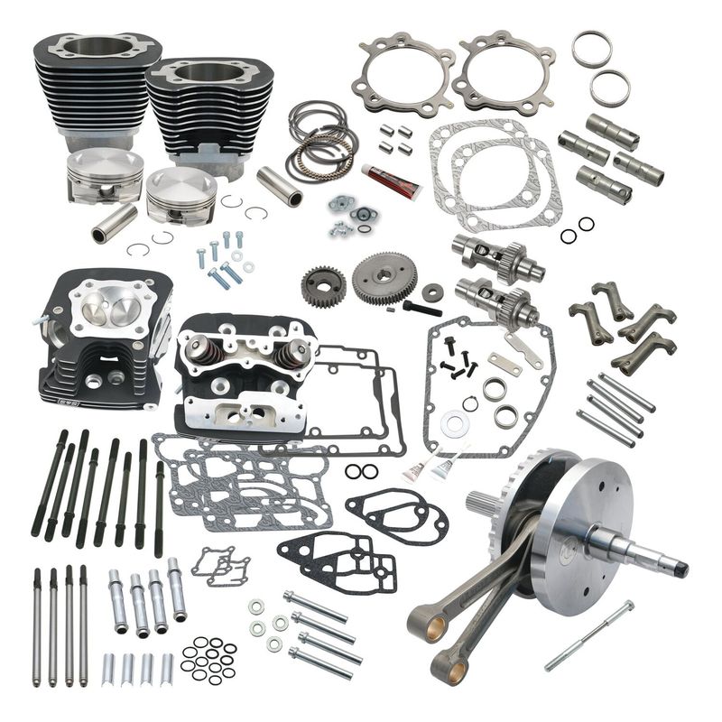 Effektsats S&S 124" Twin Cam Hot Set-Up med topplock svart Dyna 06-17, Touring 07-16