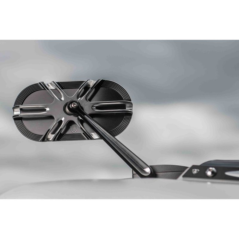 Spegel Arlen Ness höger incl hardware for Harley, svart