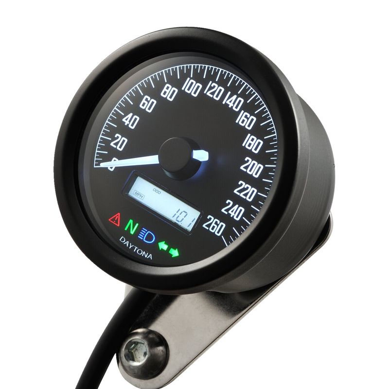 Hastighetsmätare Daytona Velona 260kmh 60mm svart universal