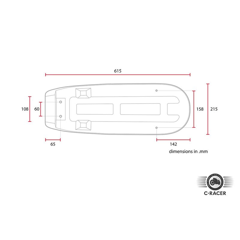 Sadel C-Racer platt svart Honda CX500 SCRFCX-BL-L-B