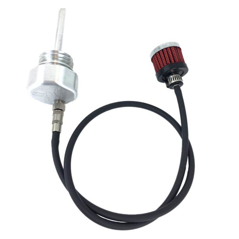 Oljesticka ventilerad med ventilationssats oljetank Feuling polerat lock M8 Touring 17-26