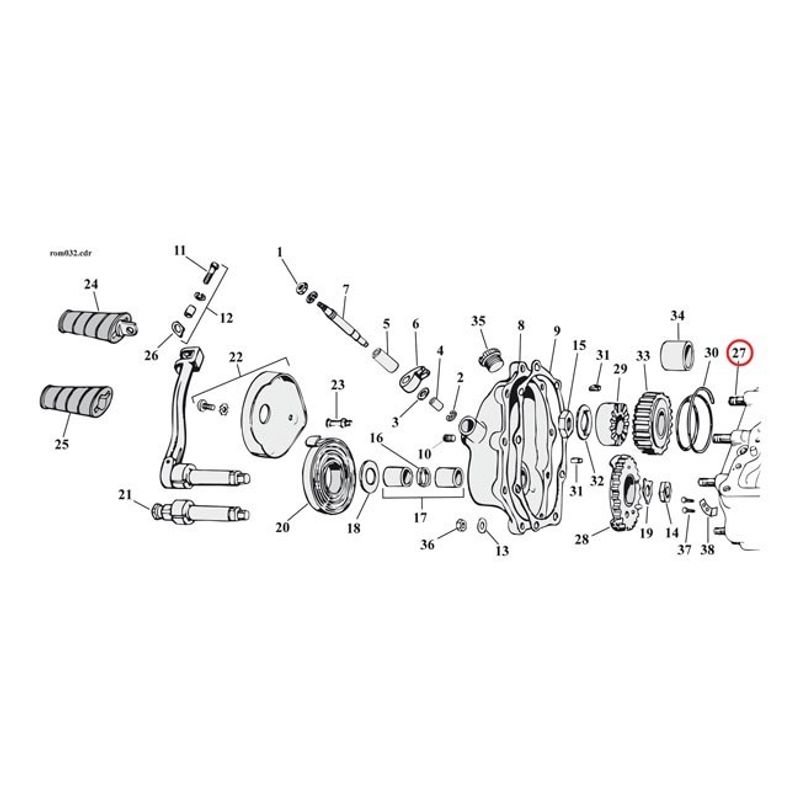 Pinnbult sidokåpa växellåda Gardner-Westcott 5/16-24x1-3/4" 4-växlad Big Twin 65-86 (5-pack)