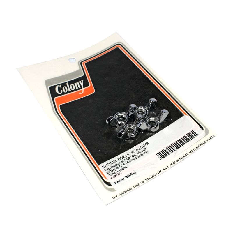 Vingmuttrar lock batterilåda Colony krom alla 74/80" H-D 29-54 (4-pack)