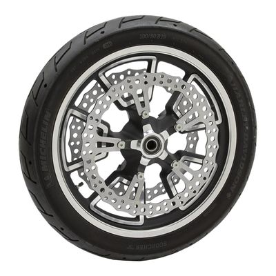 Bromsskiva fram Arlen Ness Jagged 15" vänster Dyna. With spoke mounted brake