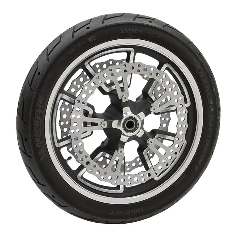 Bromsskiva fram Arlen Ness Jagged 15" vänster Dyna. With spoke mounted brake