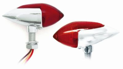 Bullet light, rött glas & LED lampa, 12V, inkl bromsljus
