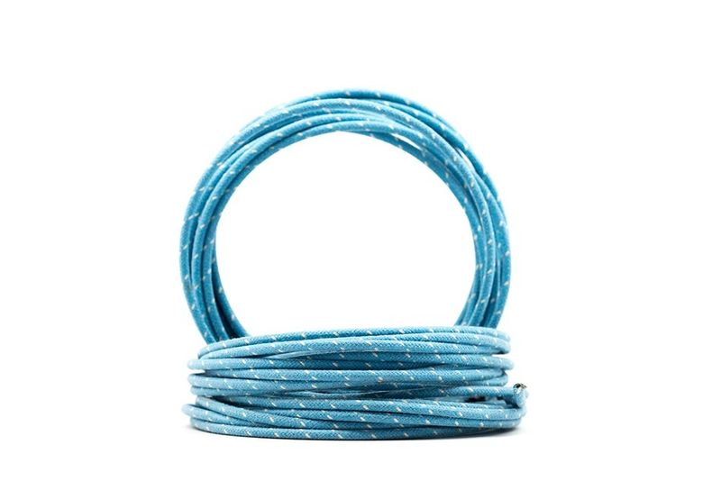 Elkabel 16 Ga tygomspunnen vintage blå med vit rand