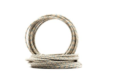 Elkabel 16 Ga tygomspunnen vintage vit med blå rand