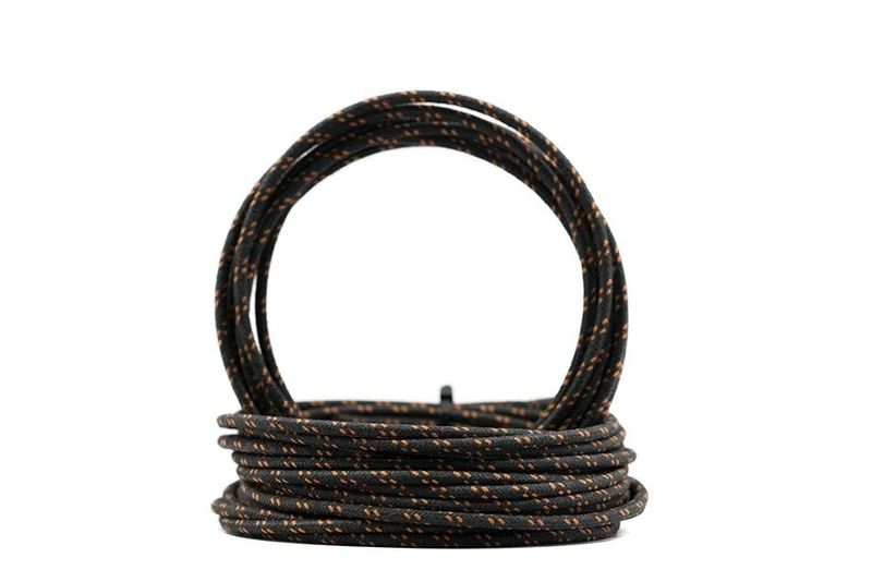 Vintage Cloth Covered 16g Electrical Wire - Black W/ Orange Tracer