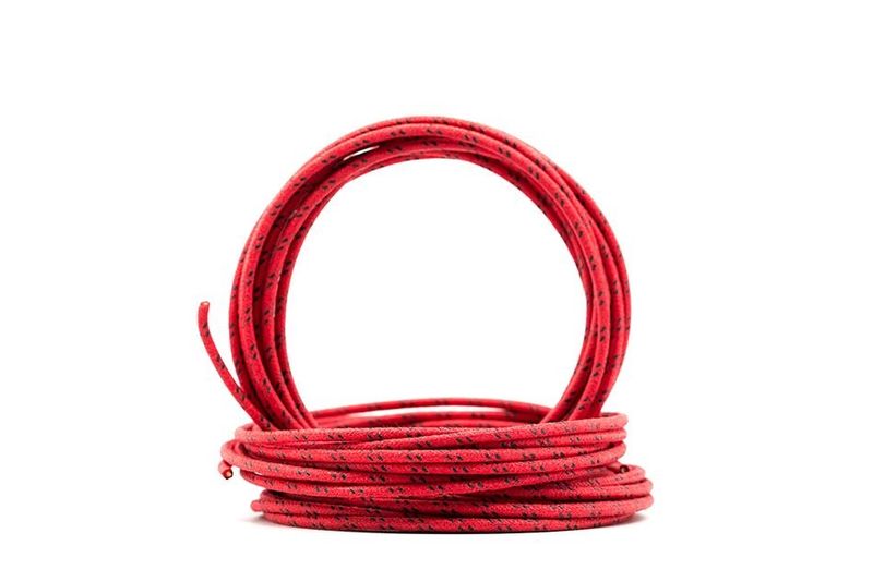 Vintage Cloth Covered 16g Electrical Wire - Red W/ Black Tracer
