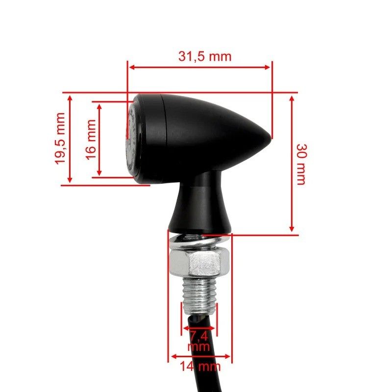 Micro Bullet LED Turnsignal / Taillight Combination black, ECE