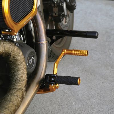 Bromsarm Arlen Ness Speedliner Softail with OEM mid-controls guld