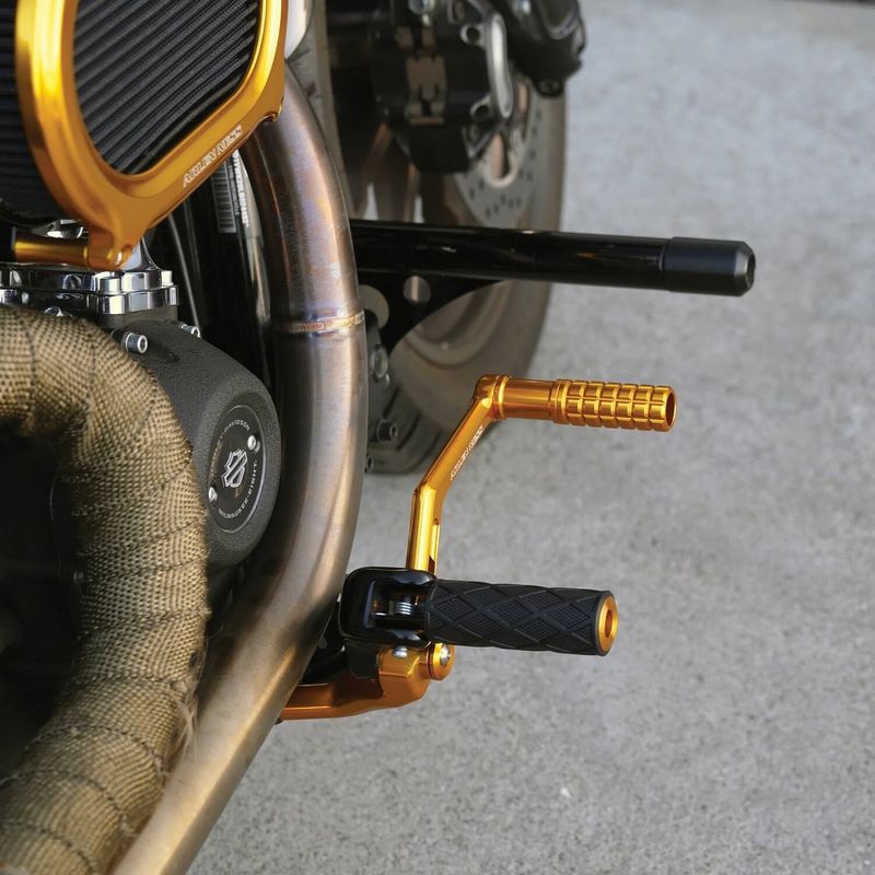 Bromsarm Arlen Ness Speedliner Softail with OEM mid-controls guld