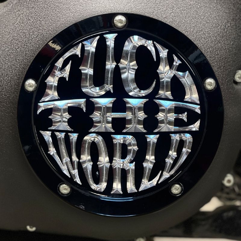 Derbylock Indian Larry Motorcycles FTW blanksvart klar Dyna 99-17