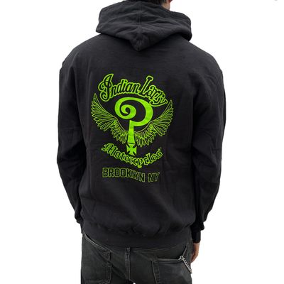 Hoodie Indian Larry Motorcycles Slime stl L svart