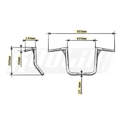 Styre Kodlin FlowBar 1.4 38cm svart all Street Glide 24-26