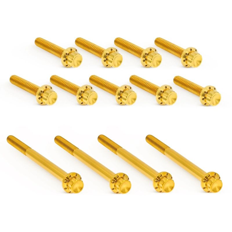 Bultsats primärkåpa Arlen Ness 12 Twin Cam 99-17 titan/guld