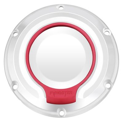 Derbylock Fangster krom röd XL Sportster 04-22