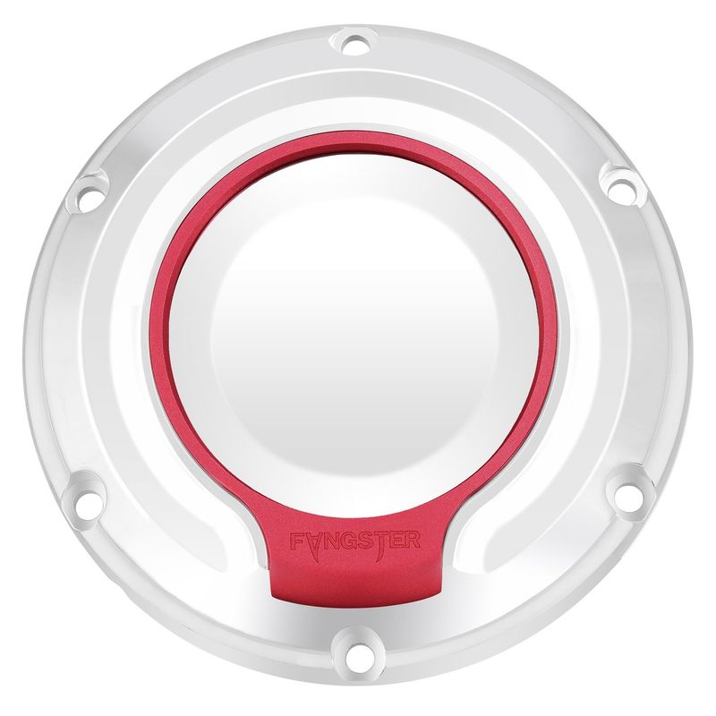 Derbylock Fangster krom röd XL Sportster 04-22