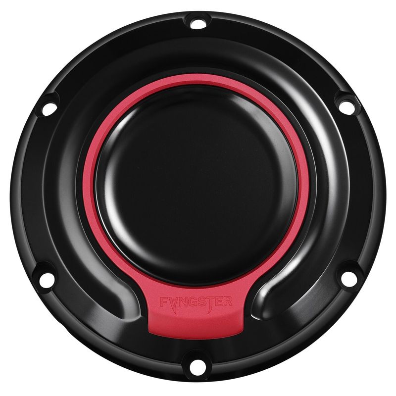 Derbylock Fangster svart röd XL Sportster 04-22