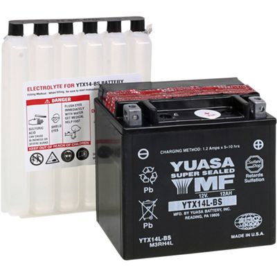 Batteri Yuasa YTX14L-BS 12 V underhållsfritt 150 x 87 x 145 mm svart