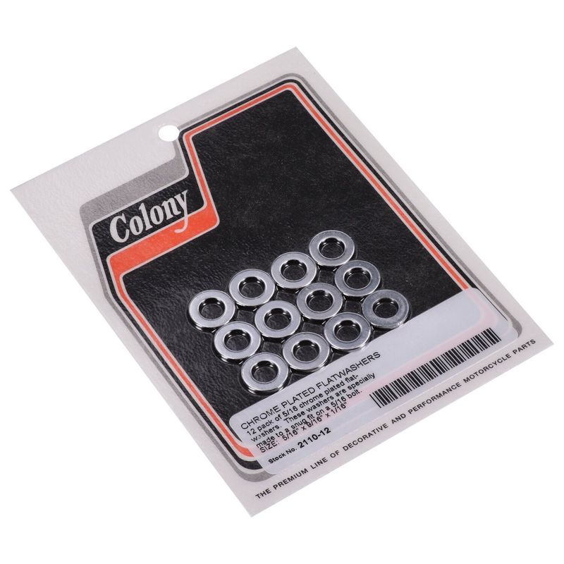 Brickor bultar Colony Flatwashers 5/16" 9/16 1/16 krom (12-pack)
