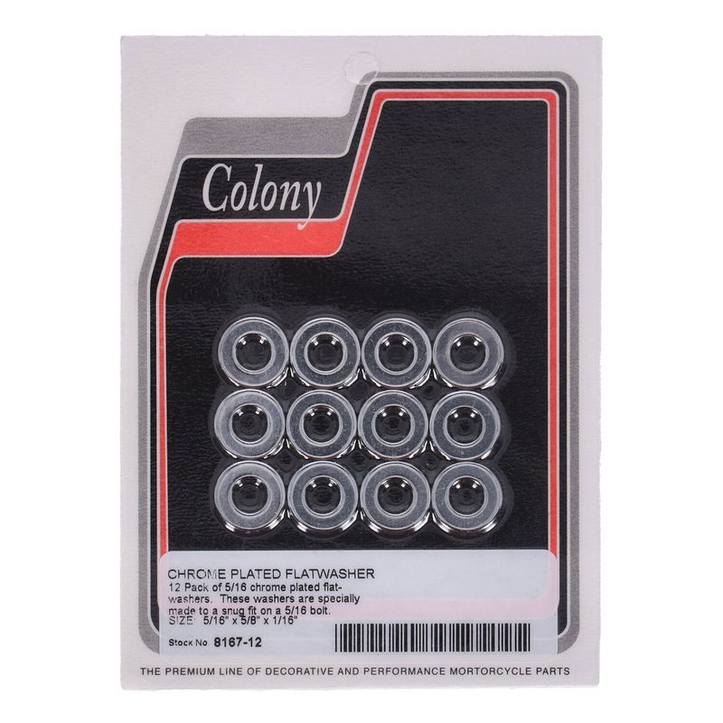 Brickor bultar Colony Flatwashers 5/16" 5/8 1/16 krom 8167-12 (12-pack)